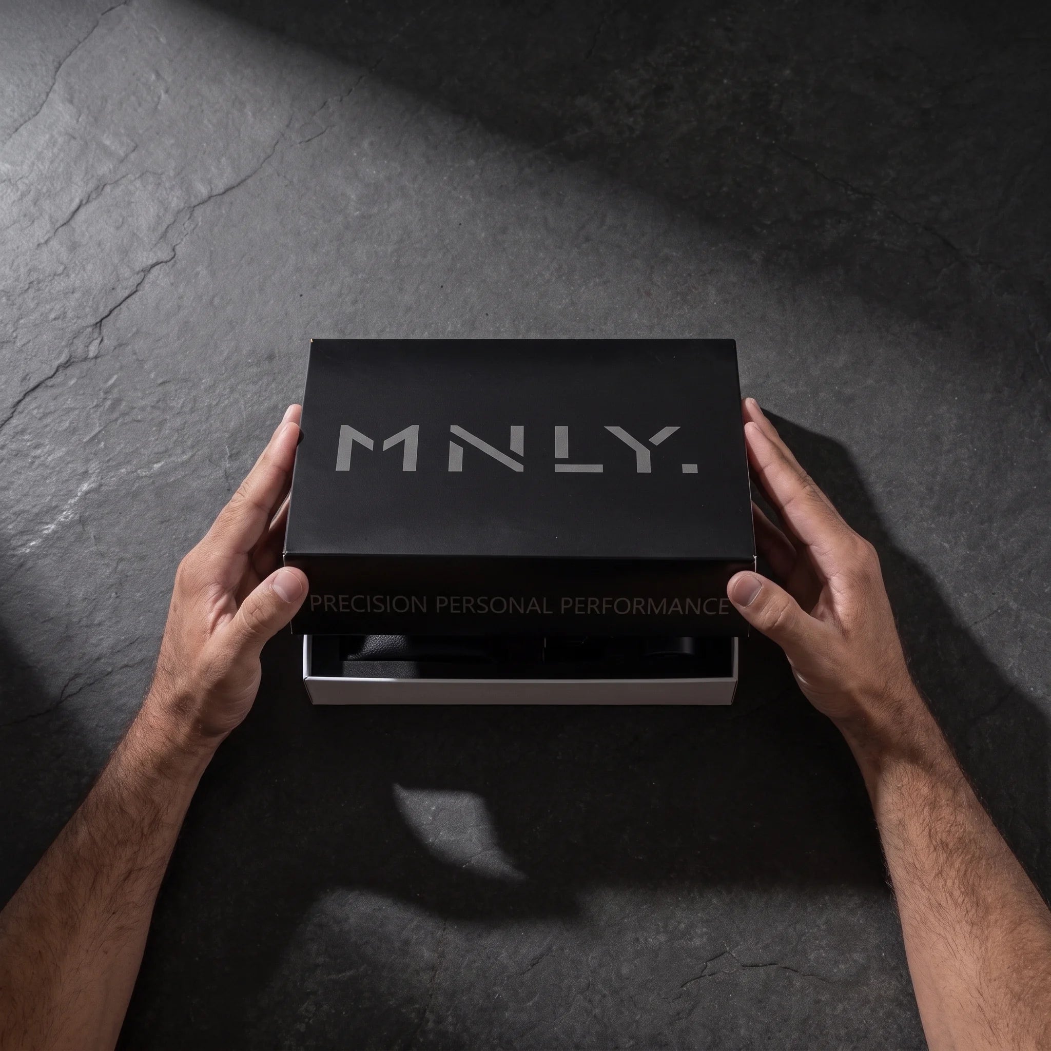 The MNLY blood work kit opening on slate